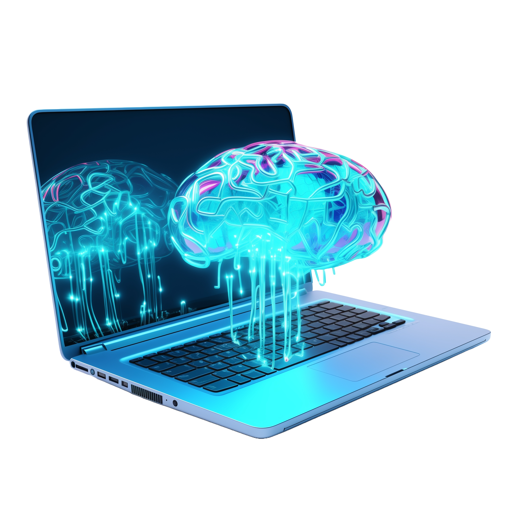 Abstract brain and computer graphic representing AI and IT strategy