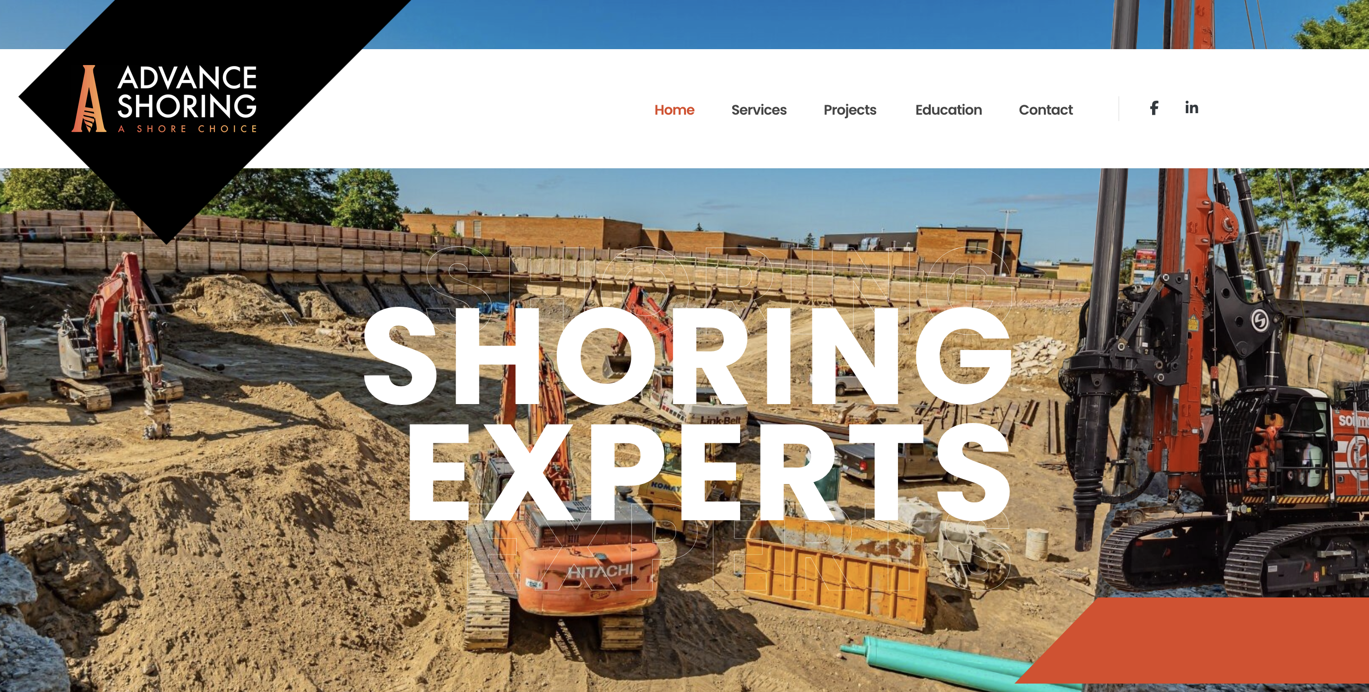 Advance Shoring custom contractor website